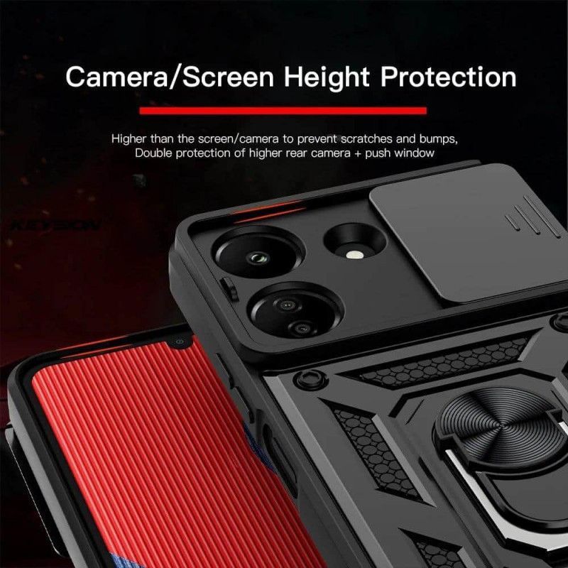 Ударостійкий чохол Camshield Ring для Xiaomi Poco C65 (Чорний)