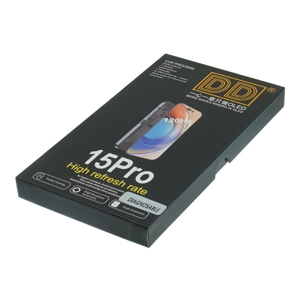 Дисплей для Apple iPhone 15 Pro с чёрным тачскрином 120Hz (без ошибки) DD-OLED