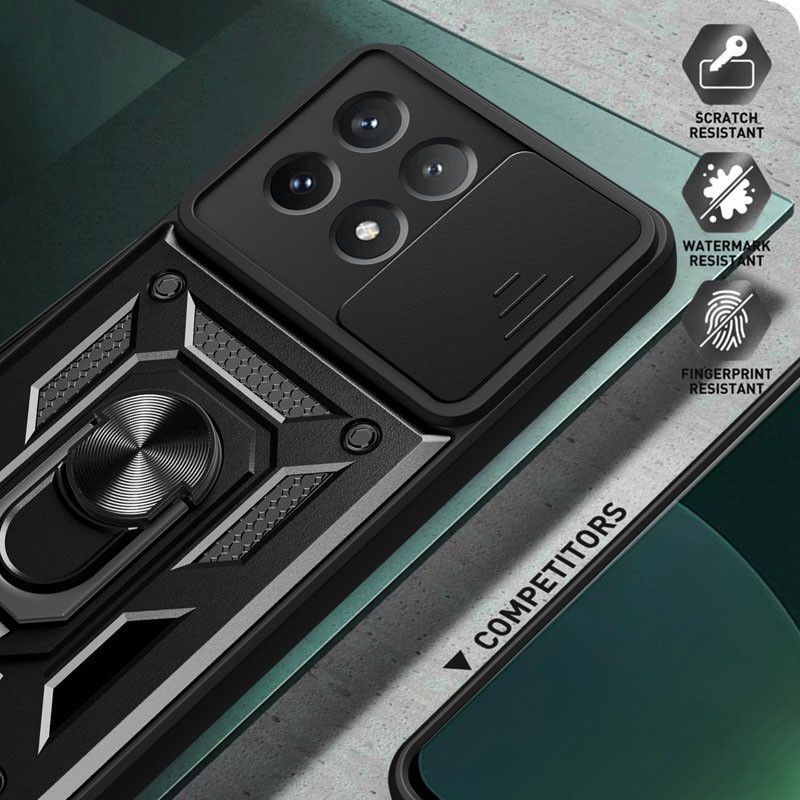 Ударостійкий чохол Camshield Ring для Xiaomi Poco X6 Pro (Чорний)