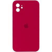 Чохол Silicone Case Закрита камера Iphone 12 (Рожево Червоный/ Rose Red)