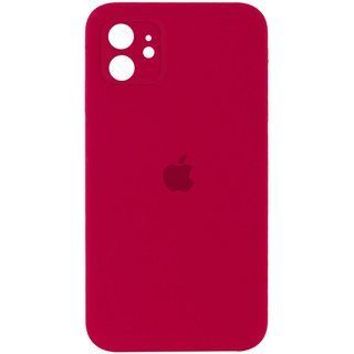 Чохол Silicone Case Закрита камера Iphone 12 (Рожево Червоный/ Rose Red)