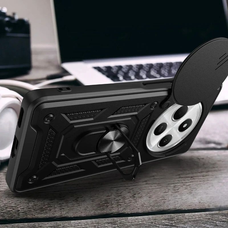 Ударостійкий чохол Camshield Ring для Xiaomi Poco C75 (Чорний)