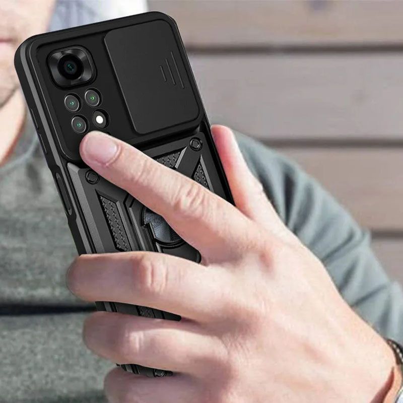 Ударостійкий чохол Camshield Ring для Xiaomi Redmi Note 11 (Чорний)