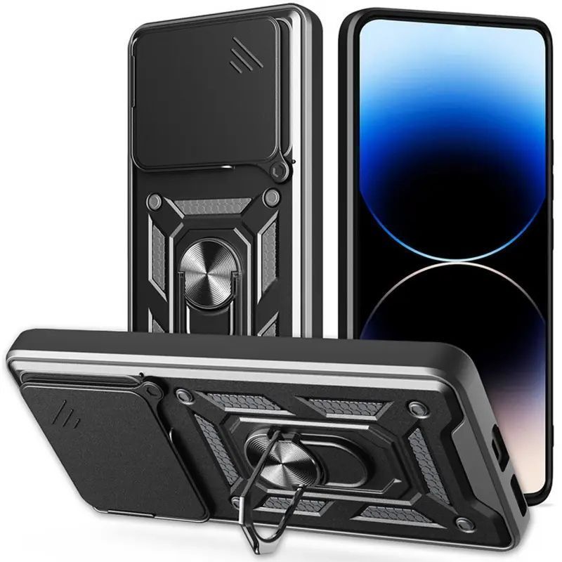 Ударостійкий чохол Camshield Ring для Xiaomi Poco M7 Pro 5G (Чорний)