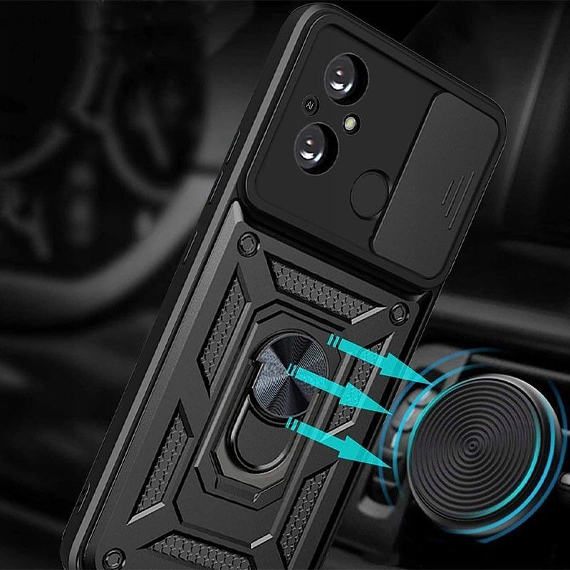 Ударостійкий чохол Camshield Ring для Xiaomi Redmi 12C (Чорний)