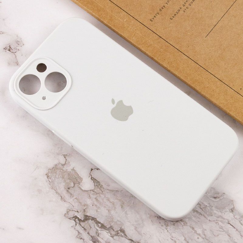 Чехол Silicone Case Закрытая камера Iphone 14 (Белый / White)