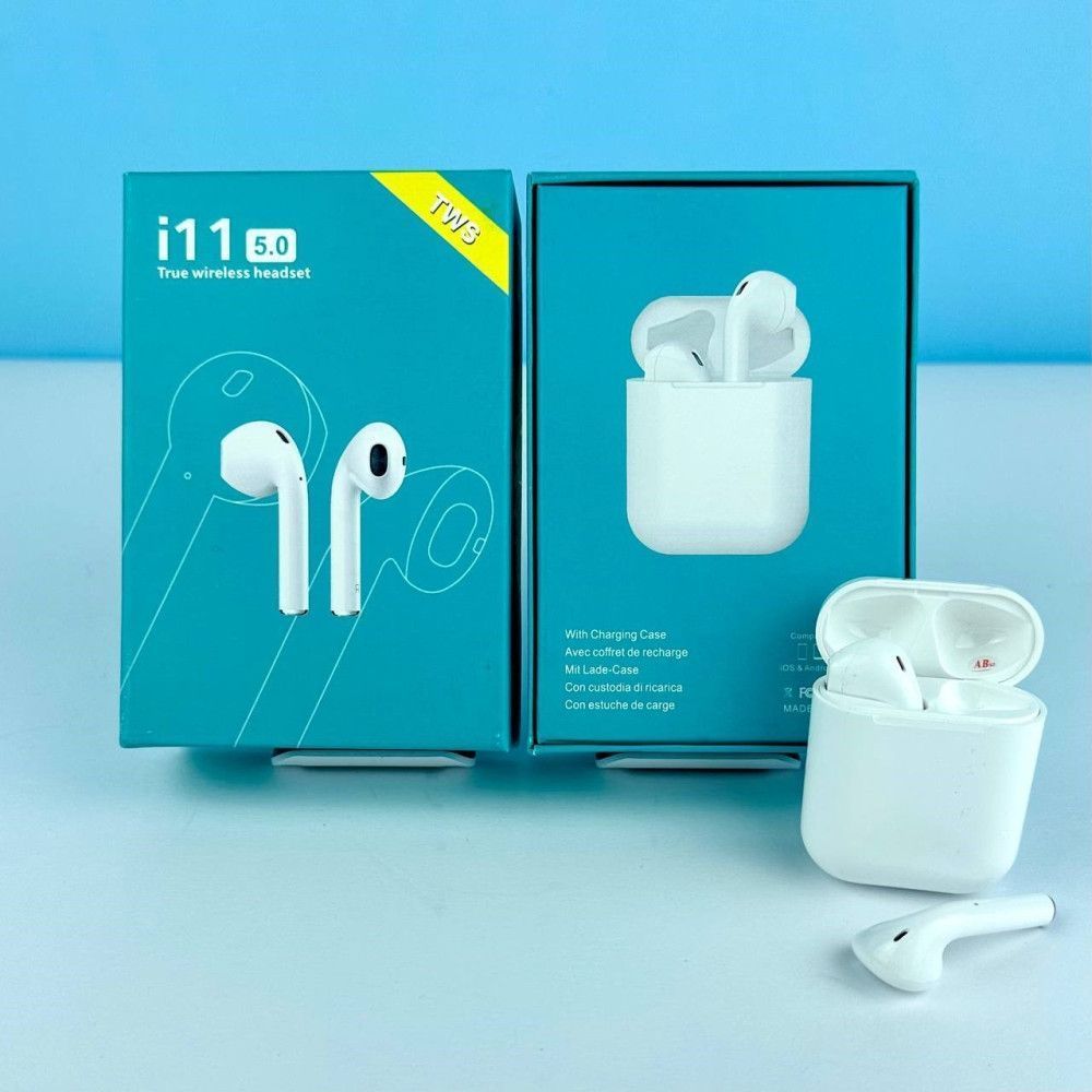 Бездротові навушники з мікрофоном в кейсі AirPods i11 TWS Білий