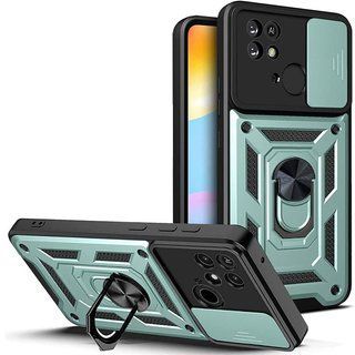 Ударопрочный чехол Camshield Ring для Xiaomi Poco C40 (Зеленый)