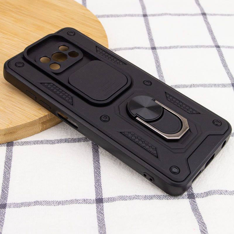Ударостійкий чохол Camshield Ring для Xiaomi Poco X3 - Poco X3 Pro (Чорний)