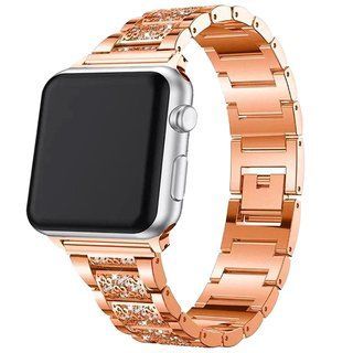 Ремінець металевий Bead Metal зі стразами Apple Watch 41 | 40 | 38 | SE mm (Rose Gold)