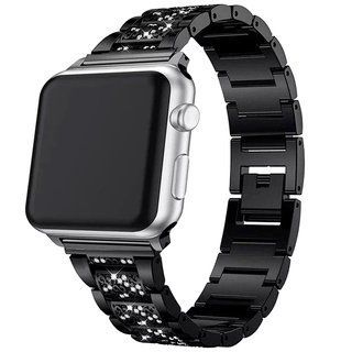 Ремінець металевий Bead Metal зі стразами Apple Watch 41 | 40 | 38 | SE mm (Black)