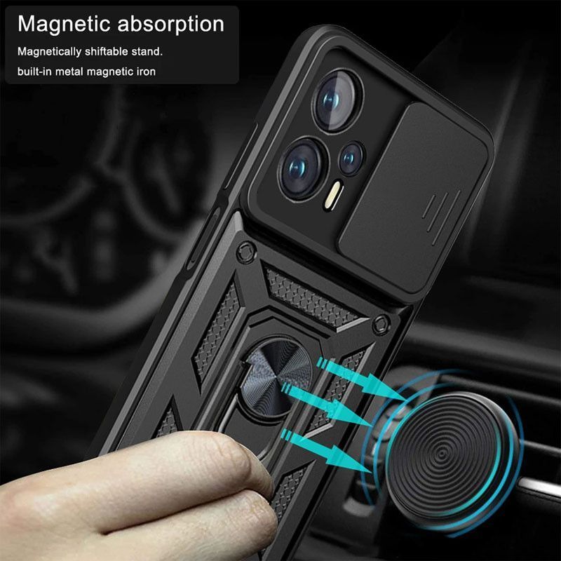 Ударостійкий чохол Camshield Ring для Xiaomi Poco X4 GT (Чорний)