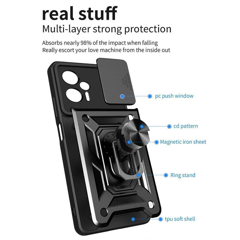 Ударостійкий чохол Camshield Ring для Xiaomi Poco X4 GT (Чорний)